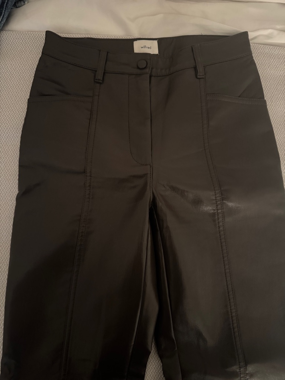Aritzia Wilfred Faux Leather Rebel Front-Seam Pants - Chocolate Brown